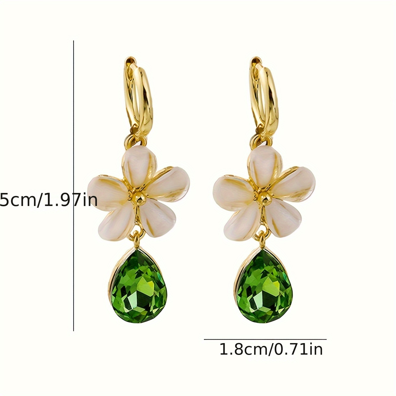 Green Teardrop Flower Earrings - Prevent Falling Off